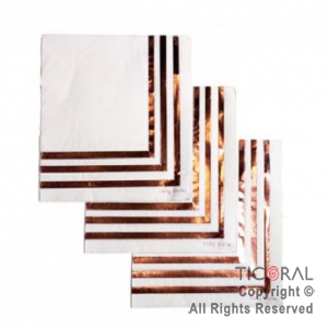 SERVILLETA BORDE ROSA GOLD STAMPING ROSA GOLD 33X33 x 12 UNIDADES